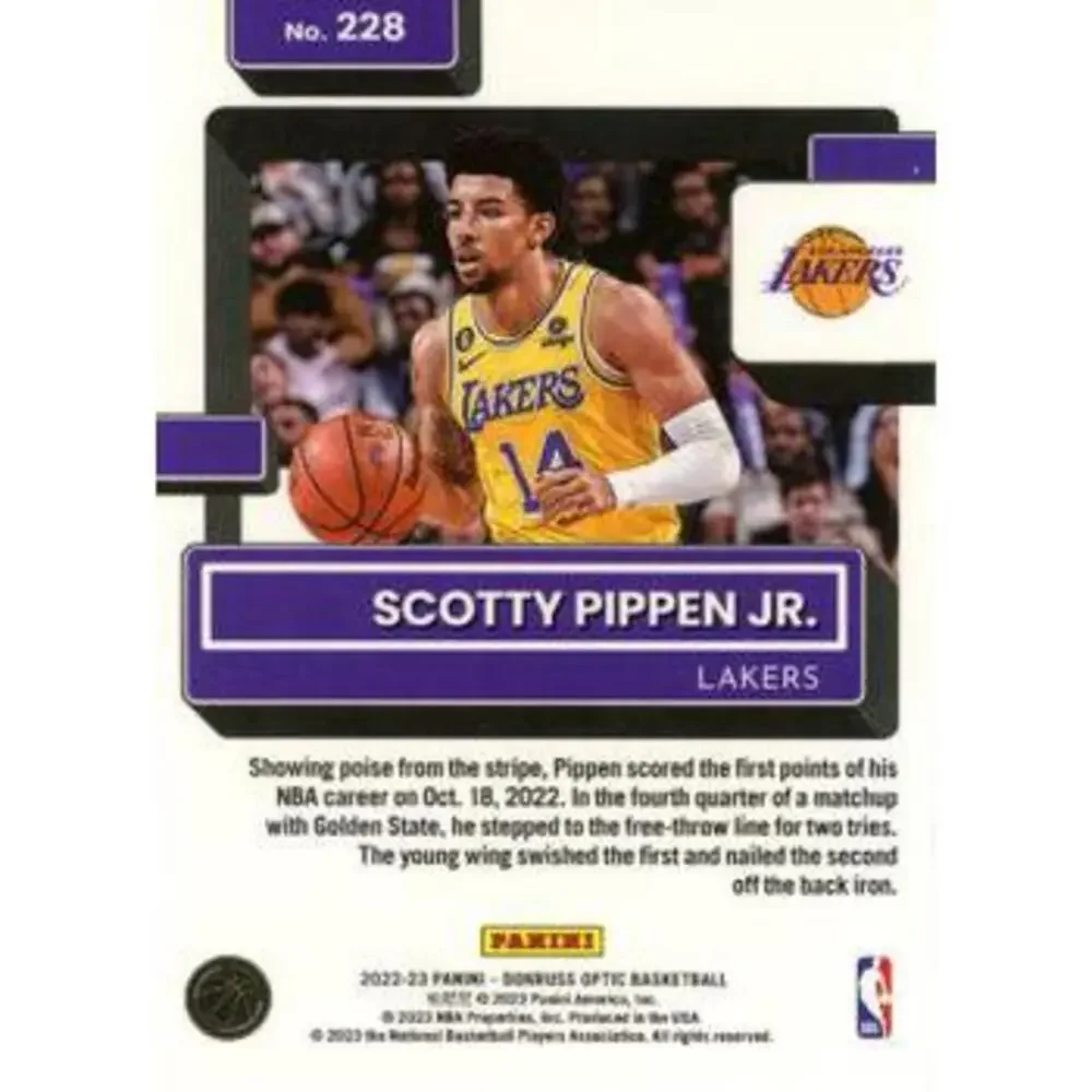 2022-23 Panini Donruss Optic Scotty Pippen Jr. #228 Los Angeles Lakers